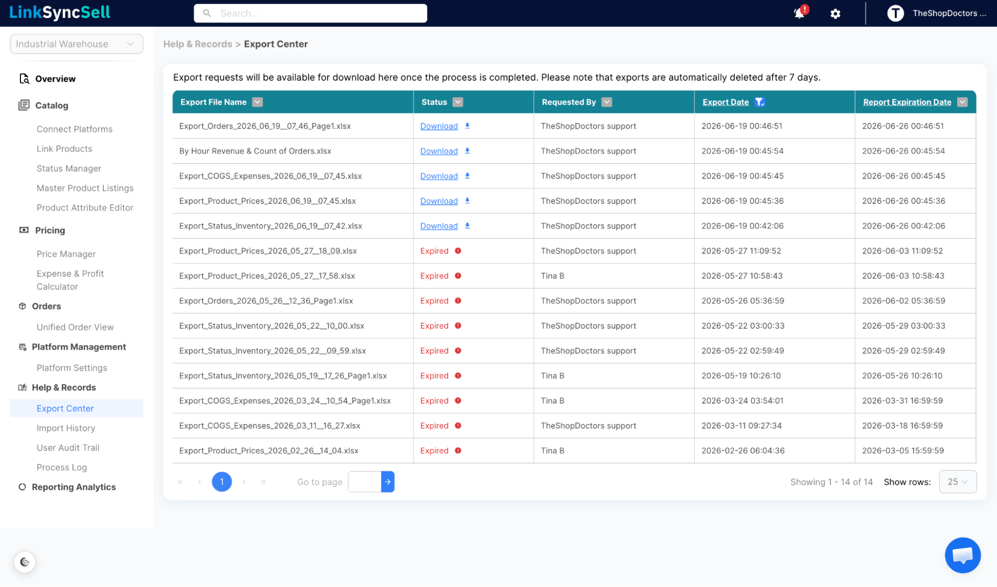 Export Center screenshot