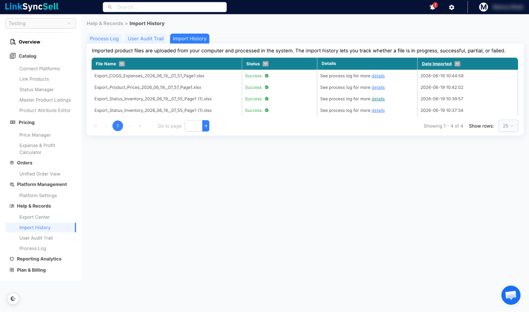 Import History screenshot