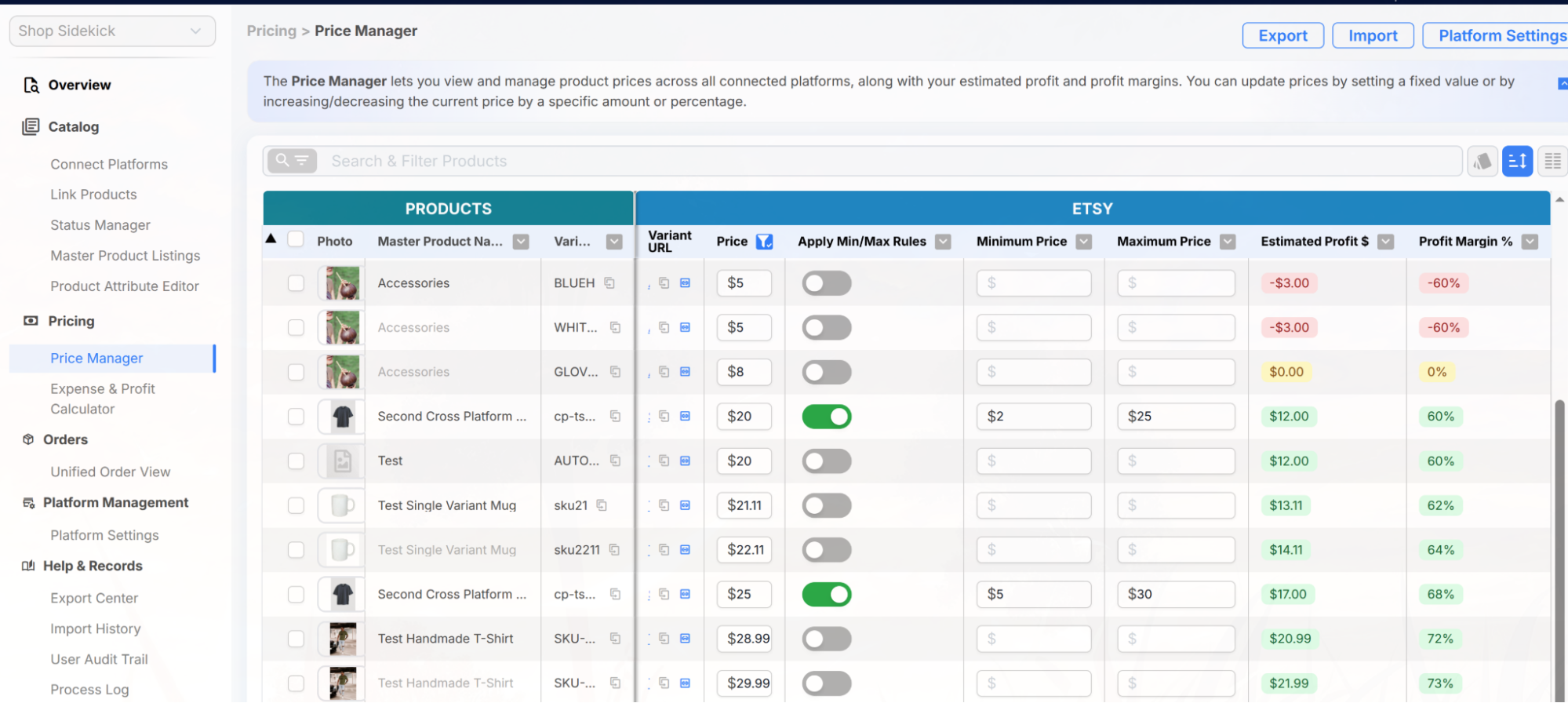 Introduction to the Price Manager screenshot