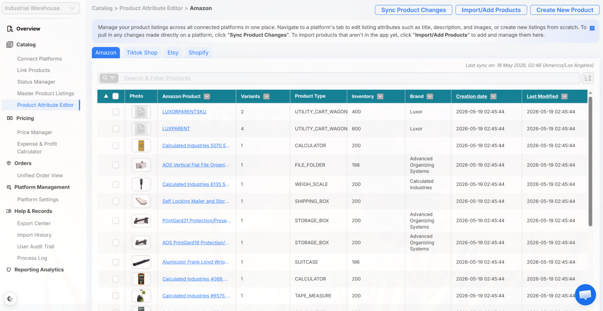 Overview of the Product Attribute Editor screenshot
