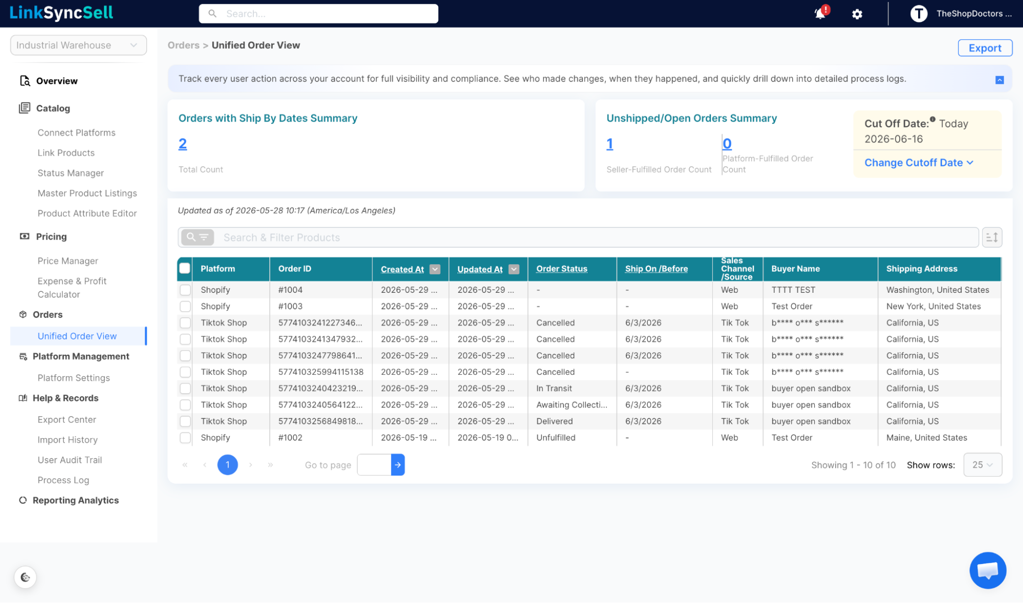 Understanding the Unified Order View screenshot