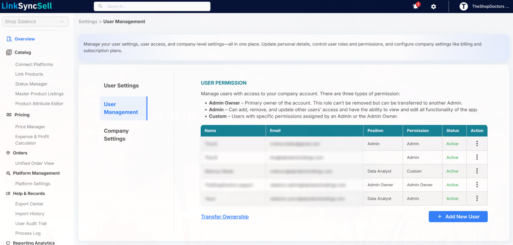 User Management Overview & Permission Types screenshot